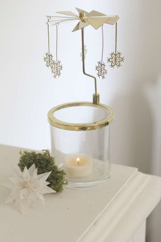 VL Home Teelichtkarussell mit Sternen in Gold