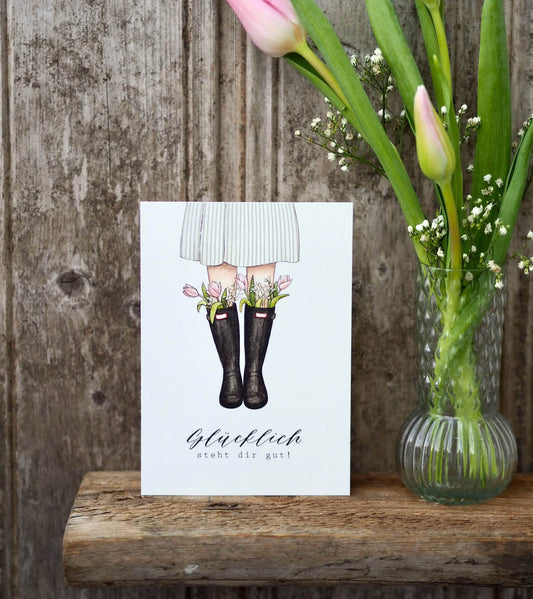 Frollein Lücke Postkarte "Gummistiefel"