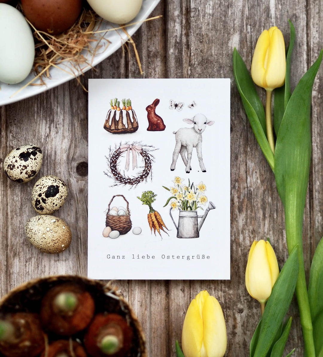 Frollein Lücke Postkarte  Ostergrüße - athomewithpaula