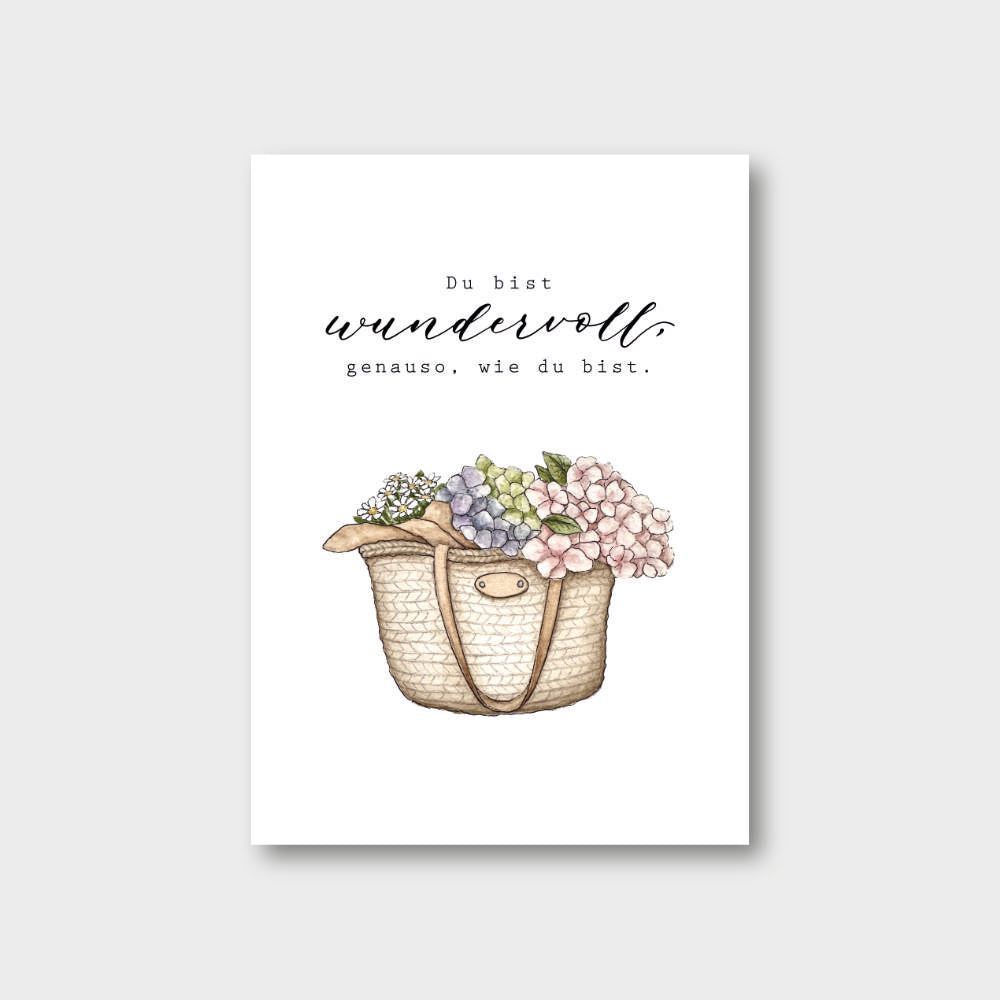 Frollein Lücke Postkarte „Korbtasche“ - athomewithpaula