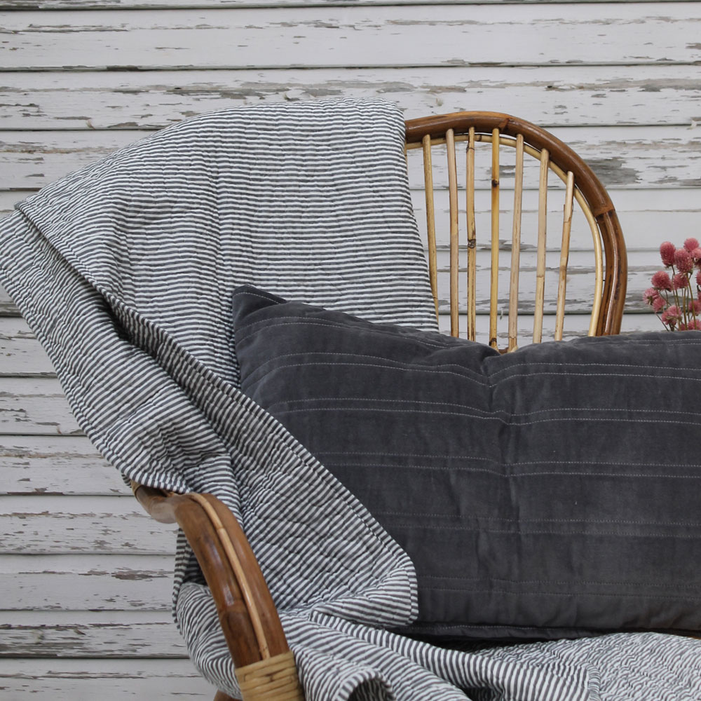 STEPPDECKE MULTISTREIFEN ANTHRAZIT