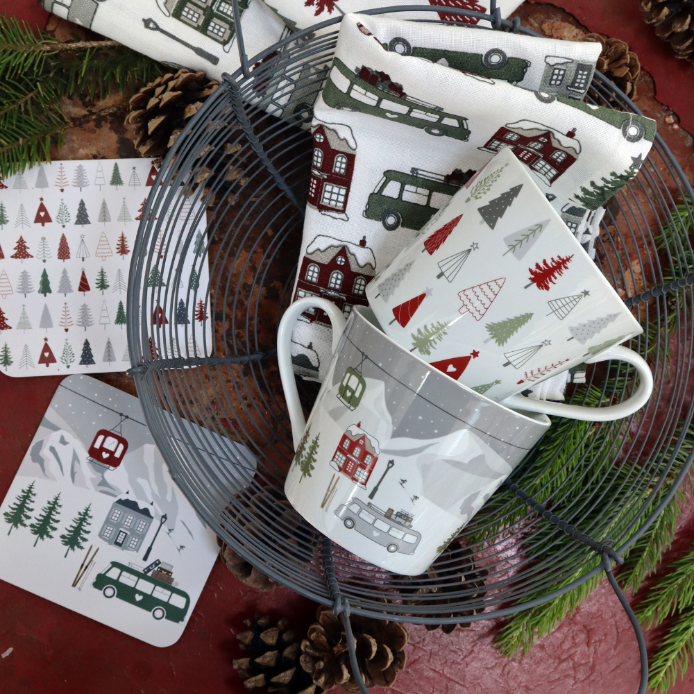 Krasilnikoff Geschirrhandtuch "Christmas Bus" - athomewithpaula