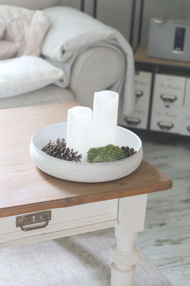 Runde Schale z.B. für Magnet Kerzenhalter weiß 32 cm