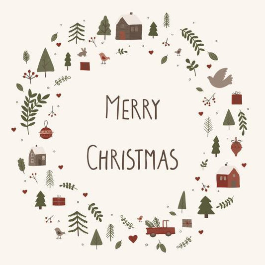 Serviette mit Weihnachtsmotiven "Merry Christmas"