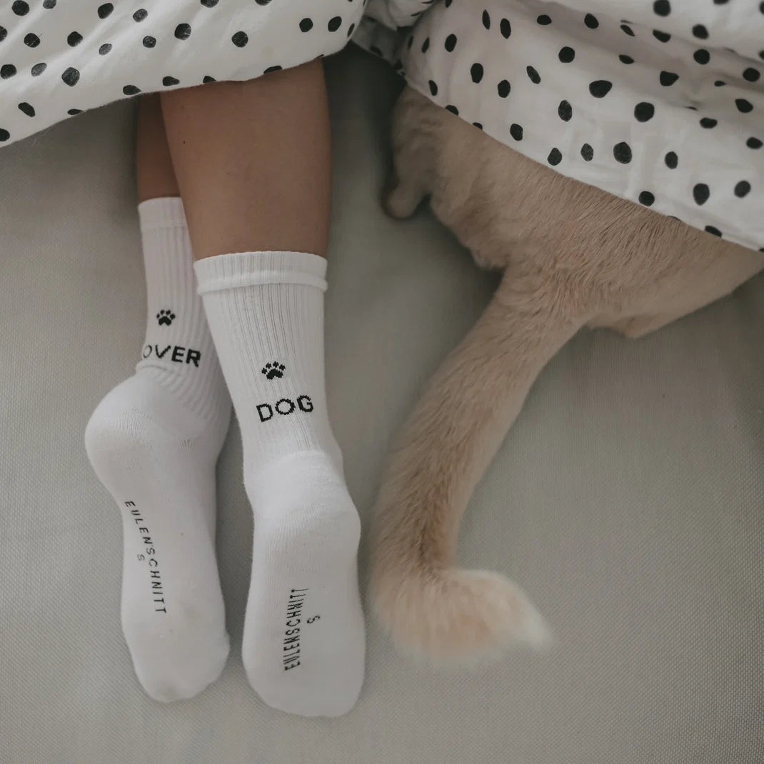 Eulenschnitt Socken weiß Dog Lover Gr. 39-42 - athomewithpaula