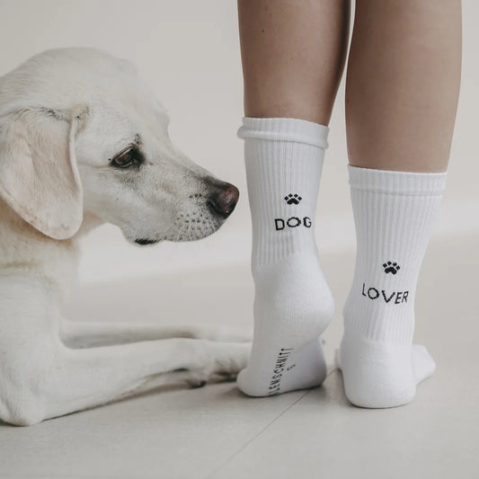 Eulenschnitt Socken weiß Dog Lover Gr. 39-42 - athomewithpaula