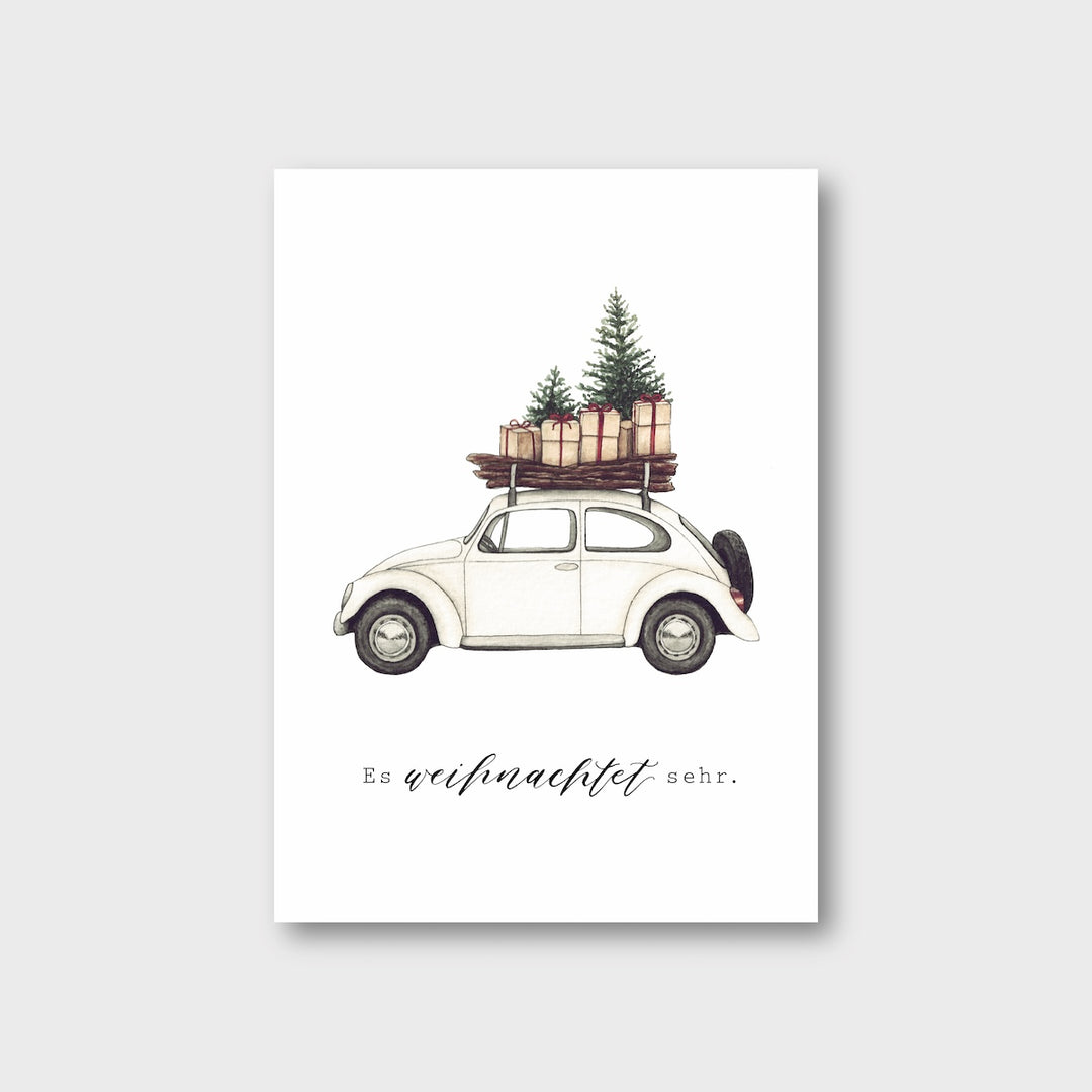 Frollein Lücke Postkarte „Weihnachtsauto" - athomewithpaula