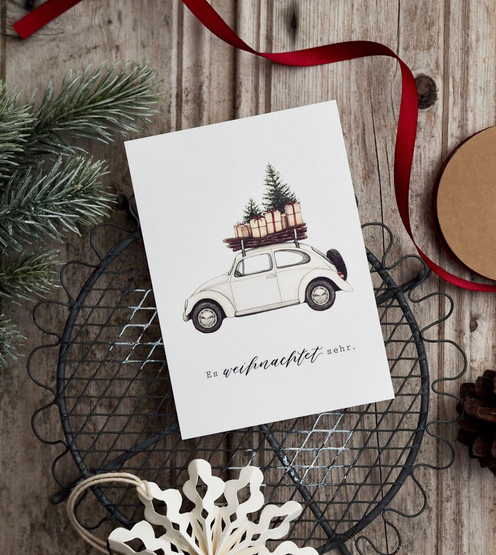 Frollein Lücke Postkarte „Weihnachtsauto" - athomewithpaula