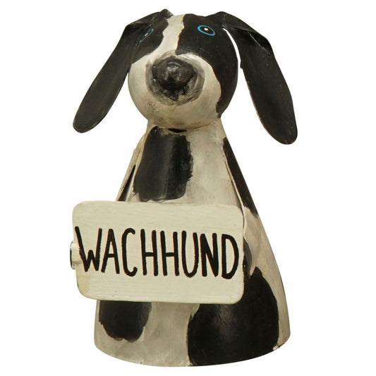 Metall-Hund mit Schild-Zaunhocker "Wachhund", 16cm - athomewithpaula